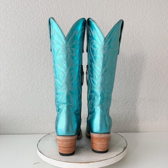 Lane SMOKESHOW Womens Cowboy Boots 9 Turquoise Blue Western Cowgirl Mid Calf - Picture 3 of 11